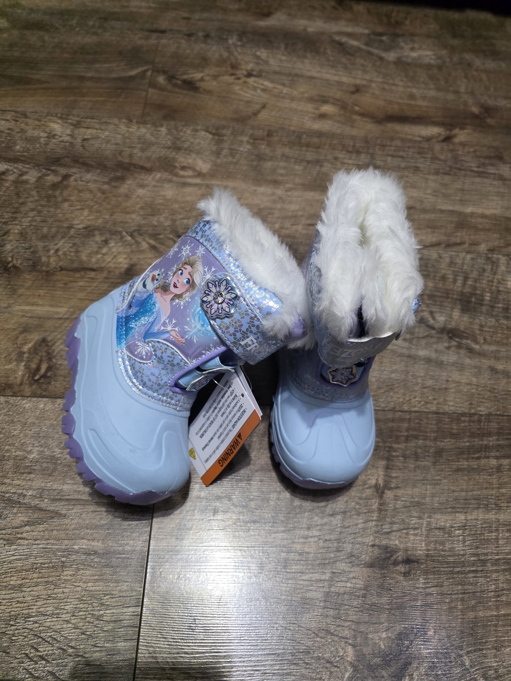 Disney Girls Light Blue Winter Snow Boots with Fur Toddler Size 7